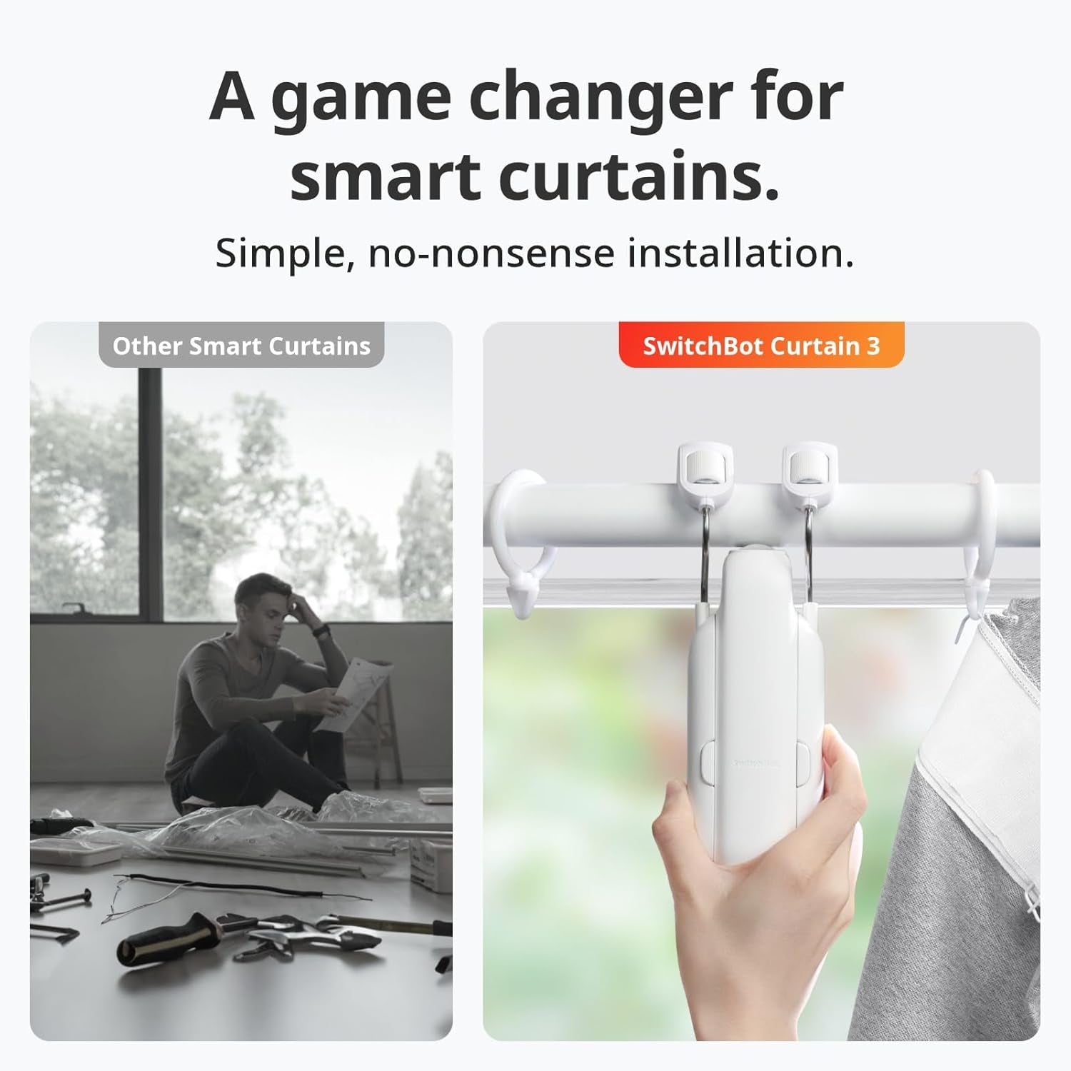 Switchbot Inteligente Automático Cortina - Control Remoto Bluetooth Con App/Timer, Rendimiento Mejorado, Requiere Switchbot Hub 2 Para Ser Compatible Con Alexa Y Funcionar Con Homekit (Curtain 3, Rod)
