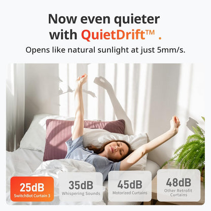Switchbot Inteligente Automático Cortina - Control Remoto Bluetooth Con App/Timer, Rendimiento Mejorado, Requiere Switchbot Hub 2 Para Ser Compatible Con Alexa Y Funcionar Con Homekit (Curtain 3, Rod)